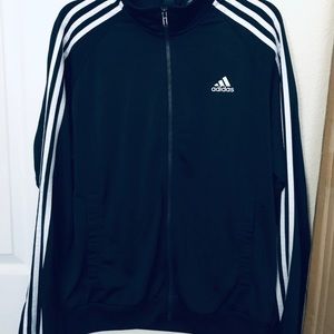 Black and white Adidas long sleeve jacket zip up